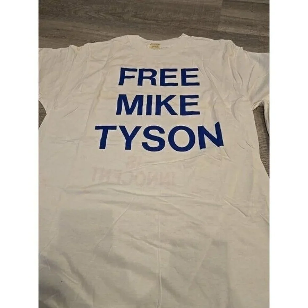 Free Mike Tyson T Shirt Is Innocent USA DeadStock BOXING Single Stitch Vintage - Picture 13 of 16
